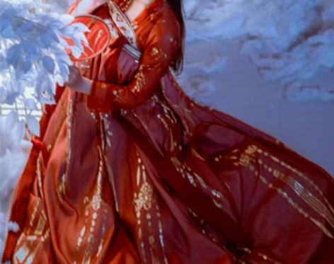 艺缕正品原创红云鹤广袖襦裙套装 6米烫金大...