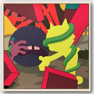 KAWS油画框崩布装饰工艺画客厅沙发背景挂...