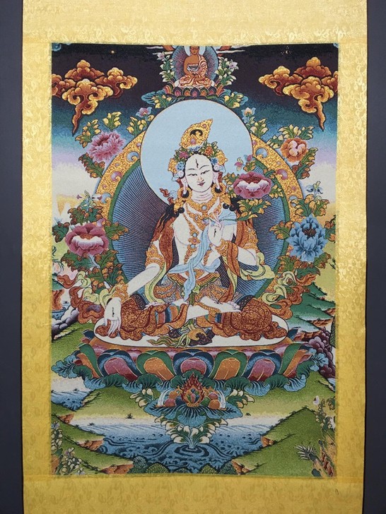 编号：唐卡251 批发中堂唐卡刺绣画 织锦...