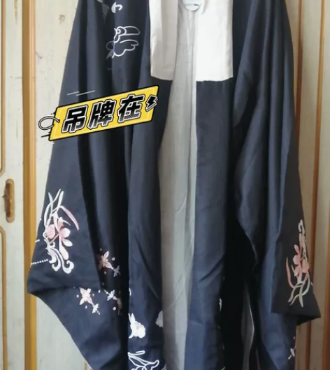 【退坑出】汉服明制重工绣花黑色披风 正面背...