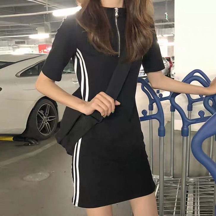 2020夏季新款韩版女装显瘦修身包臀中长裙...