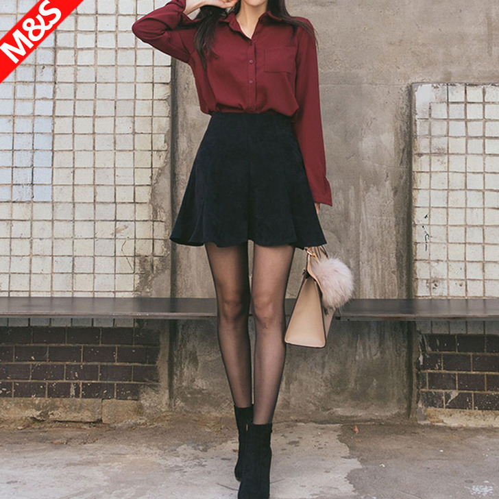 伞裙短裙大摆秋韩版ins超火法式复古高腰显...