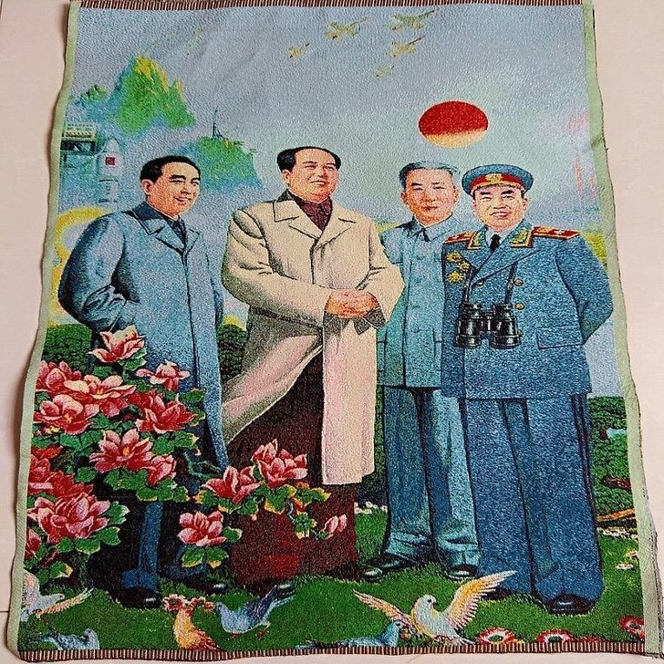 毛主席刺绣画 伟人画像刺绣毛主席四伟人像唐卡