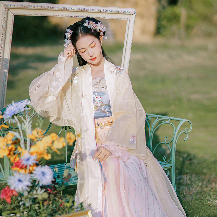 汉尚华莲星月谷宋制汉服女仙气春夏直领对襟衫...