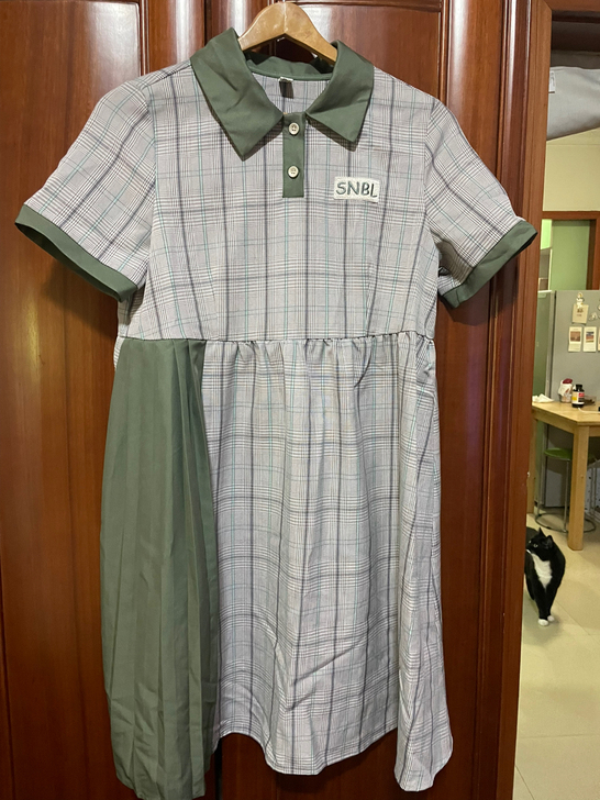 森女部落格子拼接连衣裙，基本没穿过，95新...