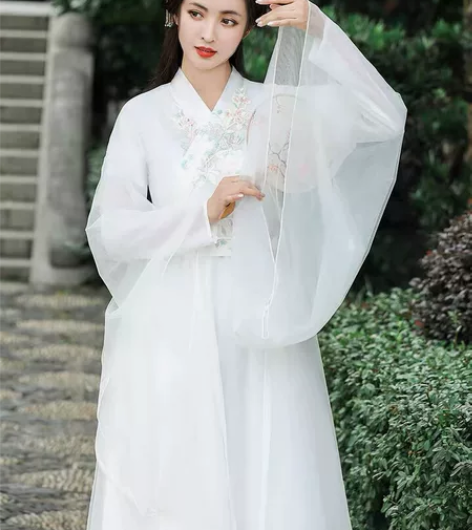 忆纱曼舞白色汉服女飘逸超仙气原创正品中国风...