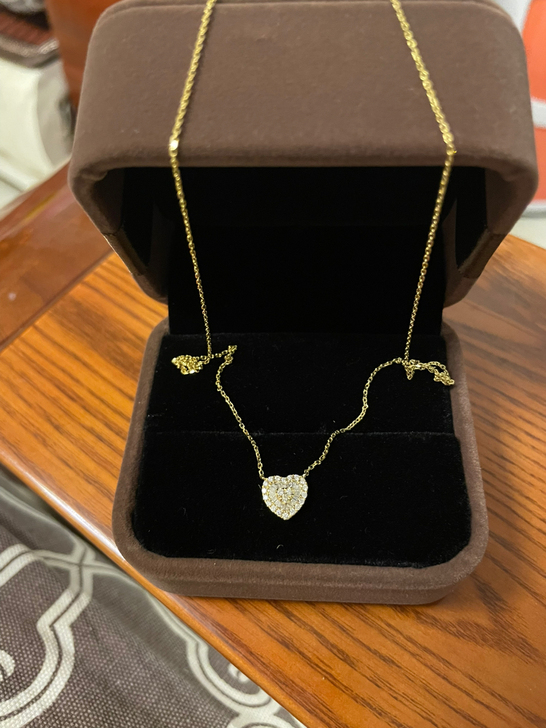 宝石矿工18KT方心形钻石项链