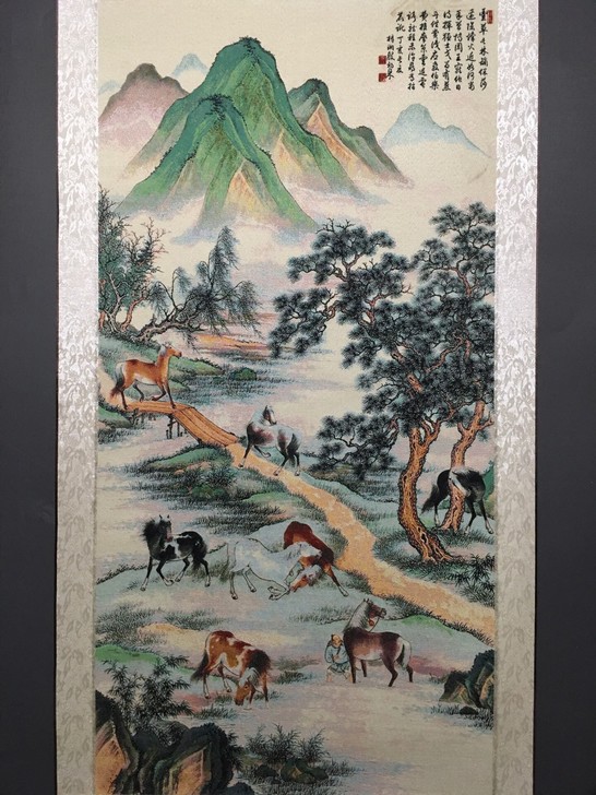 编号：GH-042 批发中堂刺绣画 中堂骏...
