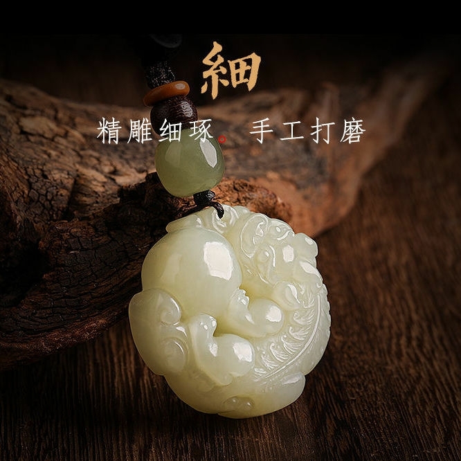 新疆和田玉吊坠挂饰钥匙扣有求必应保平安转运...