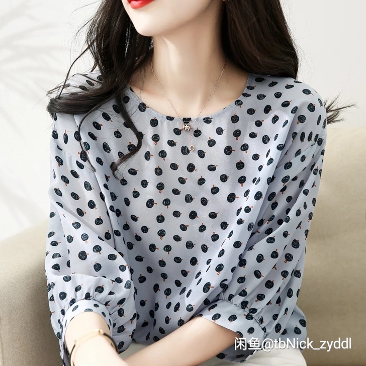雪纺衫女七分袖春季女装2021新款时尚百搭...