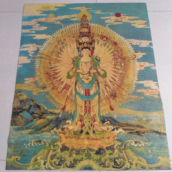 在乡下一位老婆婆那收回来的，宗教刺绣画 丝...