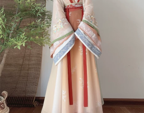 全套仙楚姬原创晋制霓霞交领宽袖襦裙刺绣汉服...