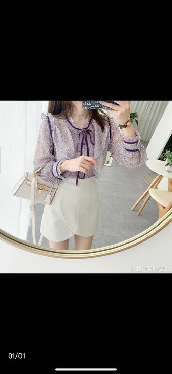 新款韩版长袖雪纺衫上衣