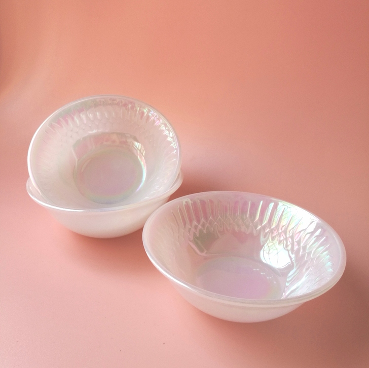 贝壳釉奶玻璃小碗 美国耐热玻璃