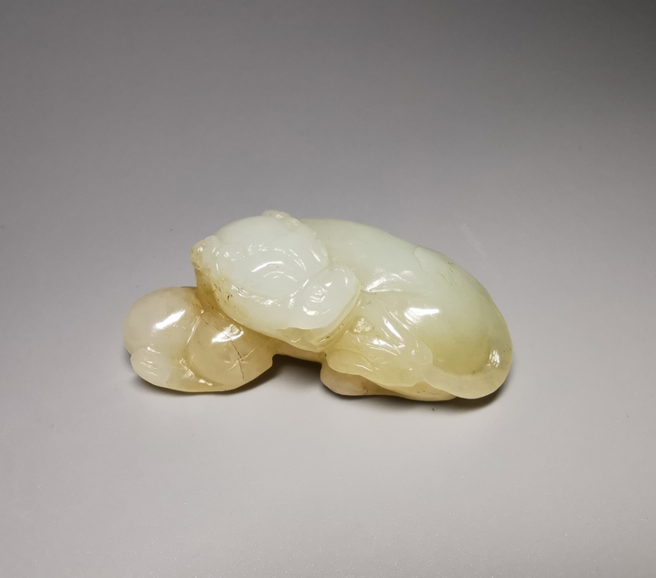 珍品古玉老玉和田白玉圆雕瑞兽油润狮子招财貔...