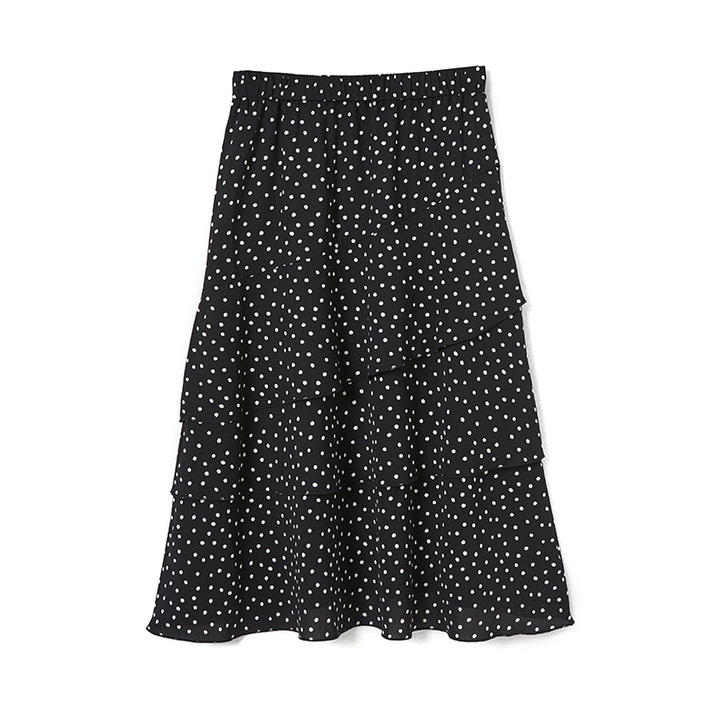 西遇雪纺波点半身裙女2019春季新款女装黑...