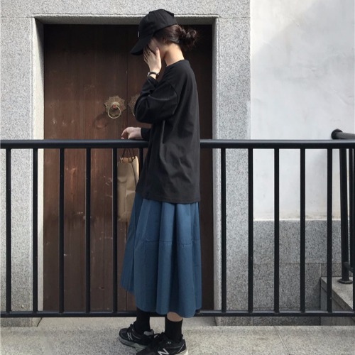 港风工装裙女春夏新款复古休闲风百搭裙子宽松...