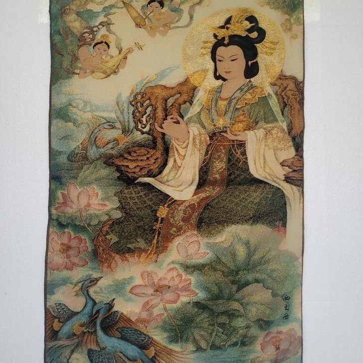 宗教佛像西王母娘娘画,西藏唐卡织锦刺绣画,...