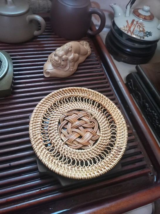 越南秋藤编镂空杯垫碗垫 隔热垫瓶垫品茗杯托...