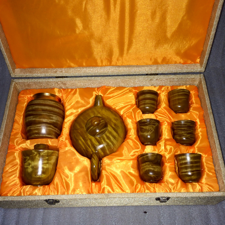 新出金丝楠小叶楠枯木料《茶具》套装9件套,...