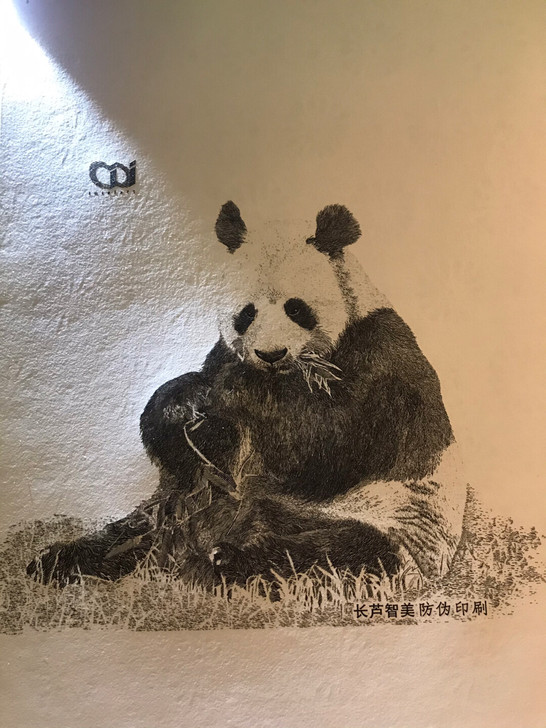 《熊猫》雕刻者：刘大东，凹版雕刻画。
