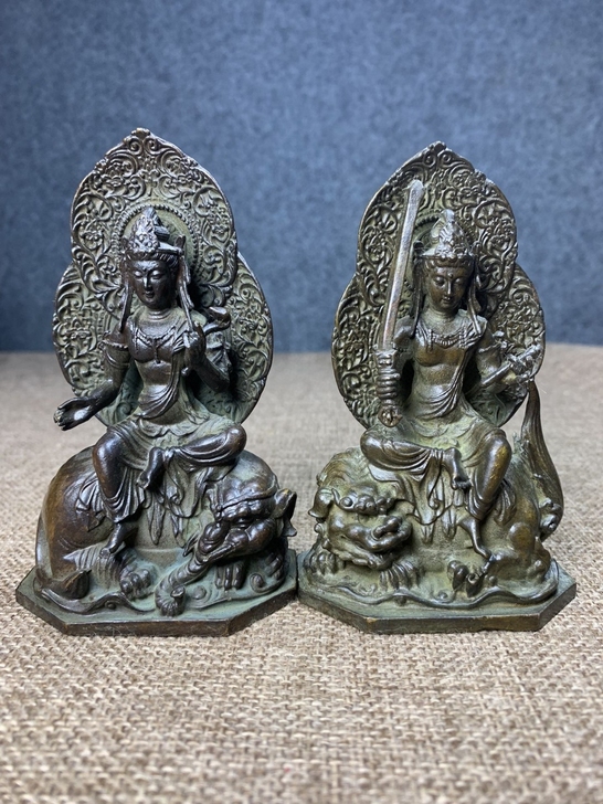 古董店关门处理一批老铜器铜佛文殊菩萨普贤菩萨
