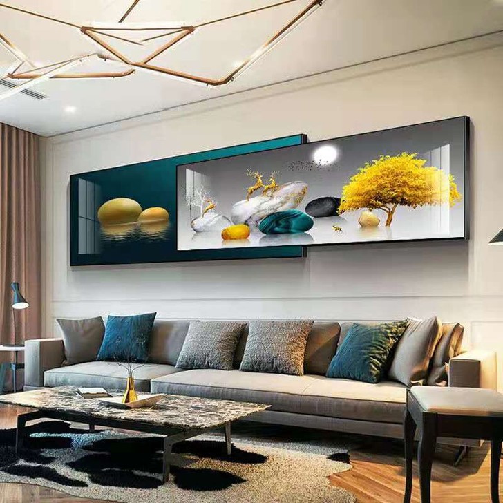 双层叠加画大气客厅墙面装饰画轻奢挂画沙发背...