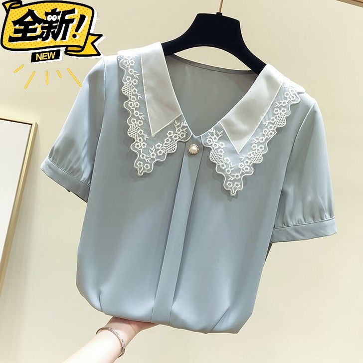 王炸    雪纺衫女短袖2021夏季新款韩...