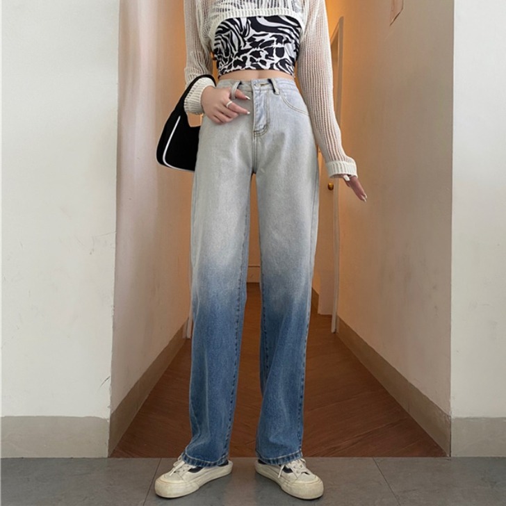 爆款宽松牛仔裤女春季2021年新款韩版高腰...