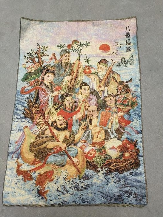 #古风杂项八仙过海刺绣图一副 苏州刺绣画,...