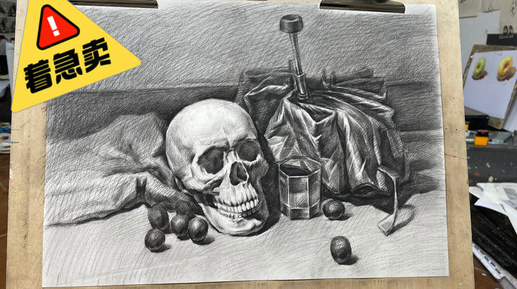 最近画了几张作品四开素描静物，可以装饰用，...