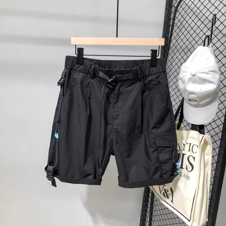 夏季潮牌印花宽松休闲男士松紧腰百搭夏季五分...