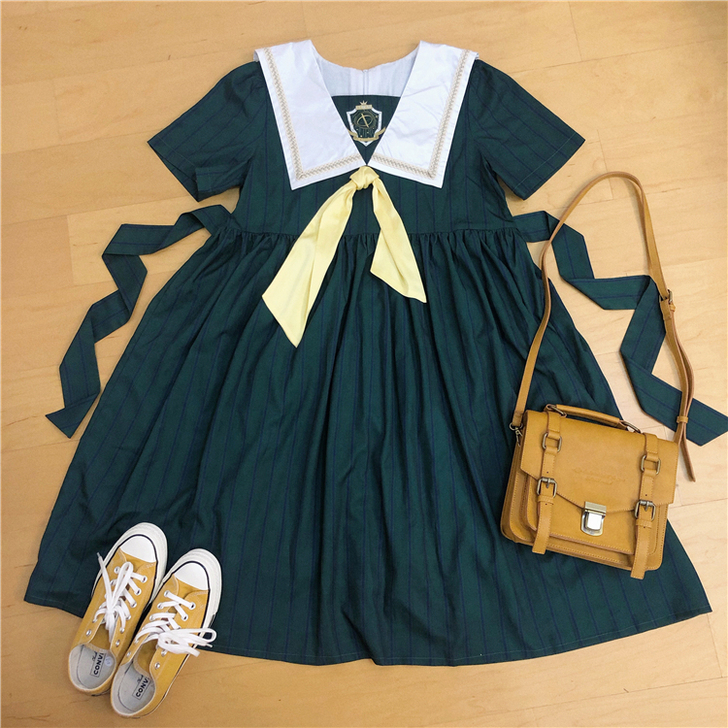 Labeau-观星师研究会-海军领连衣裙女夏