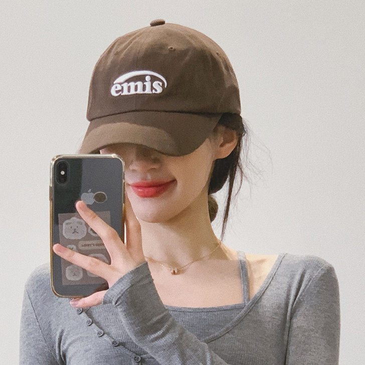 日系鸭舌帽女潮牌字母网红emis遮阳棒球帽...