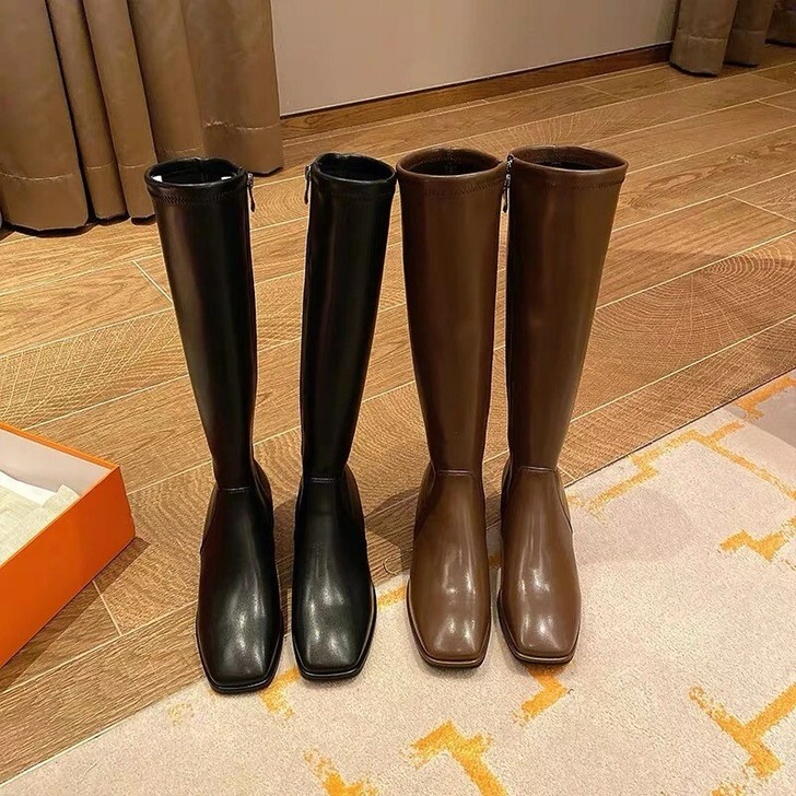 全新牛皮靴长靴侧拉链高筒靴牛皮靴百搭潮流2...