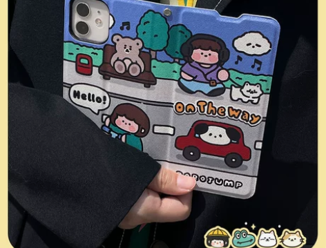 肉肉酱原创皮套快乐小狗适用iPhone13...