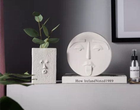 北欧ins创意简约人脸陶瓷花瓶客厅摆设干花...
