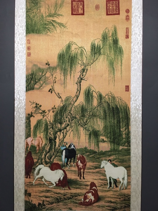编号:GH086 批发中堂刺绣画 中堂八骏...