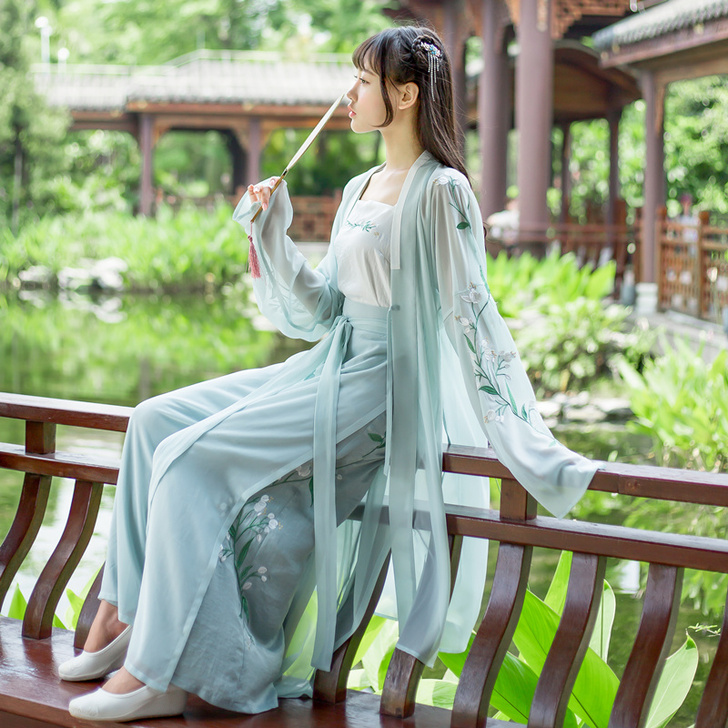 汉服中国风改良汉元素仙女学生宋裤套装古风日...