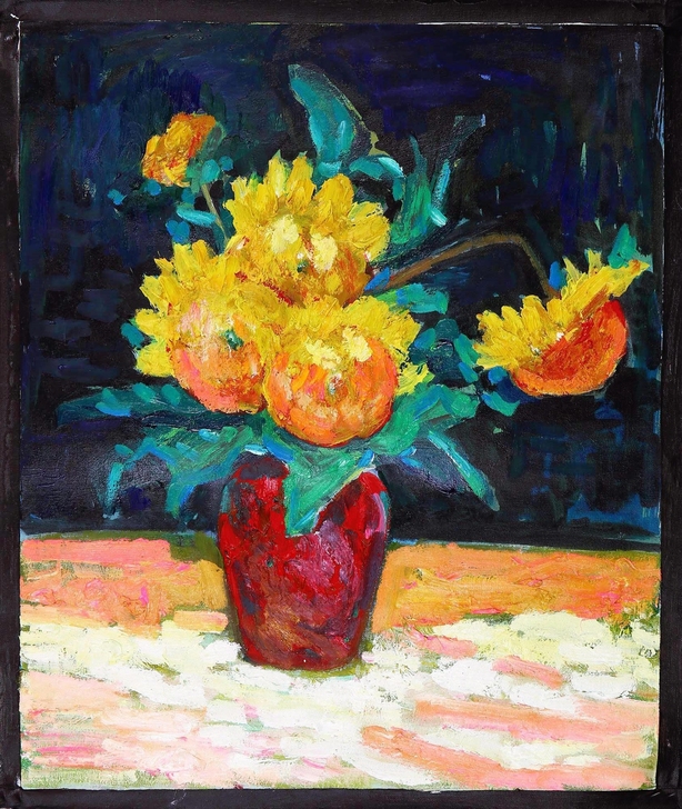 福建画家 金亮 布面油画 花