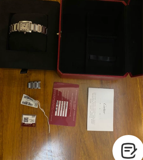 卡地亚 坦克系列白色石英腕表 精钢表带 女...