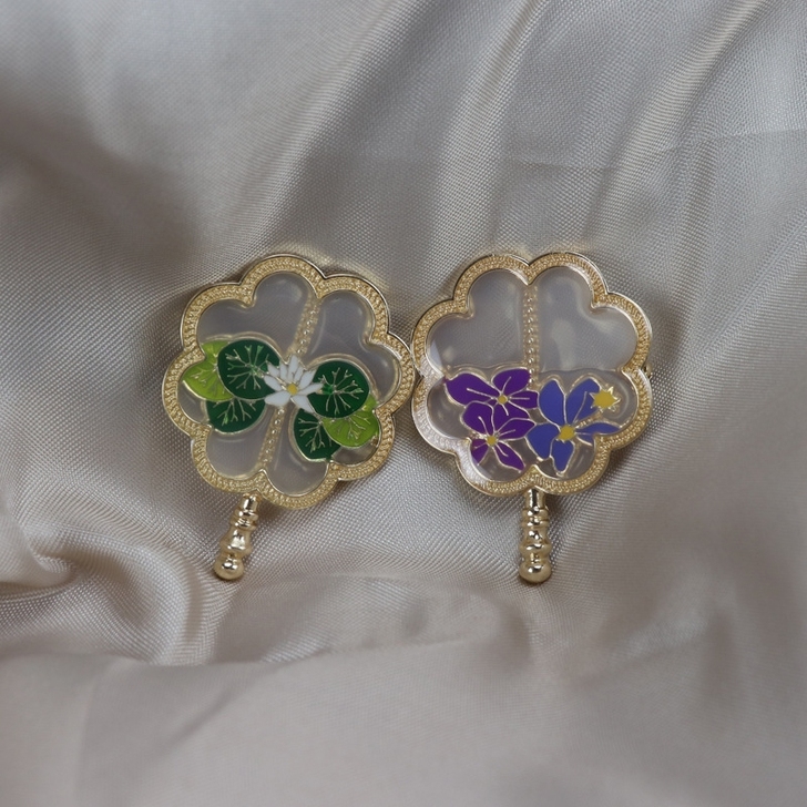 古典中国风镂空珐琅汉服旗袍蒲扇胸针胸花服装...