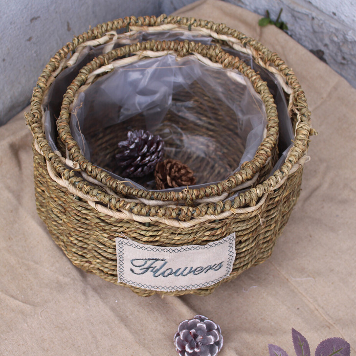 全新藤编草编创意壁挂花盆盆栽多肉器吊篮