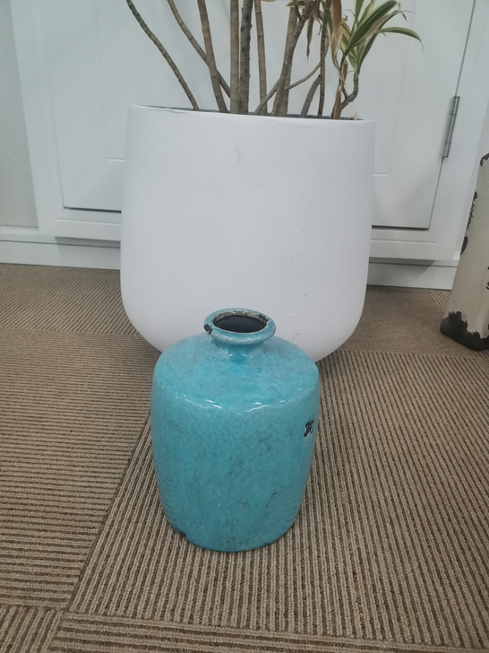 美式天青色烟雨复古做旧花瓶，插花装饰极品搭...