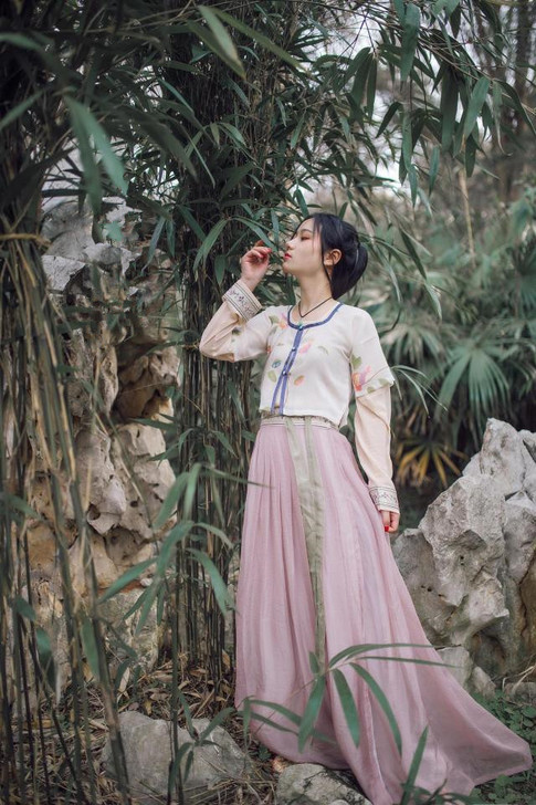 司南阁千秋传统汉服坦领U圆领半臂齐腰襦裙清...