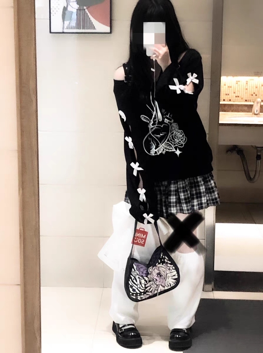 黑白格子铆钉punk朋克双层蛋糕裙辣妹蓬蓬...