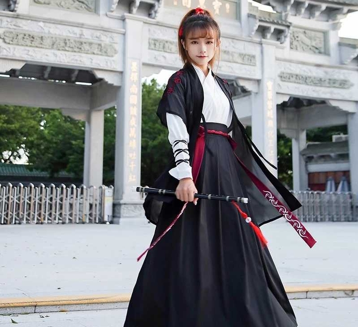 改良古装汉服女中国风交领汉元素古风武侠服