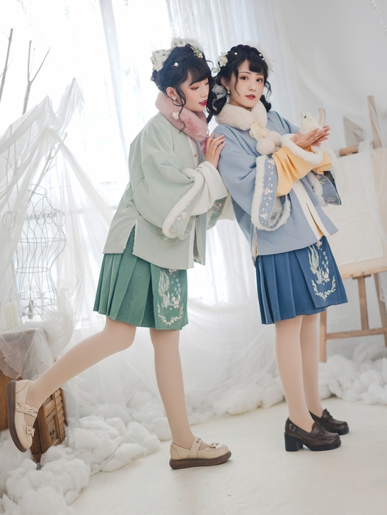 花神记汉服女汉元素中国风秋冬新款加绒加厚毛...