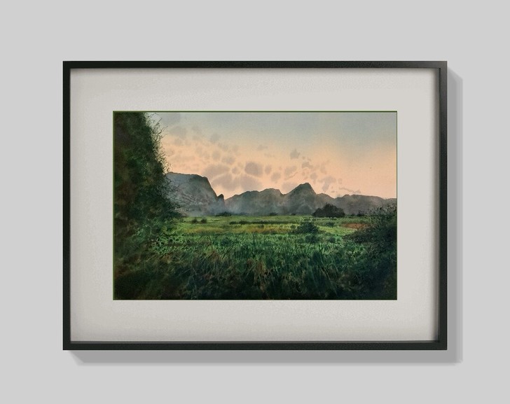 类四开纯手工水彩风景画出售