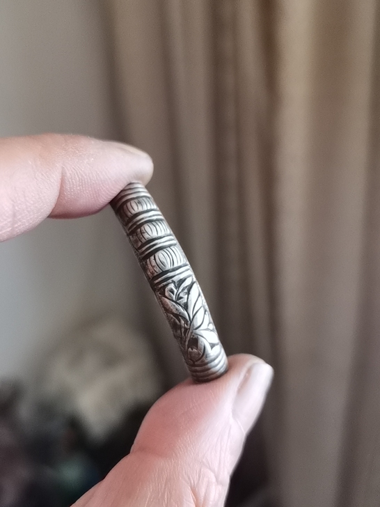 老银竹节纹藤镯管